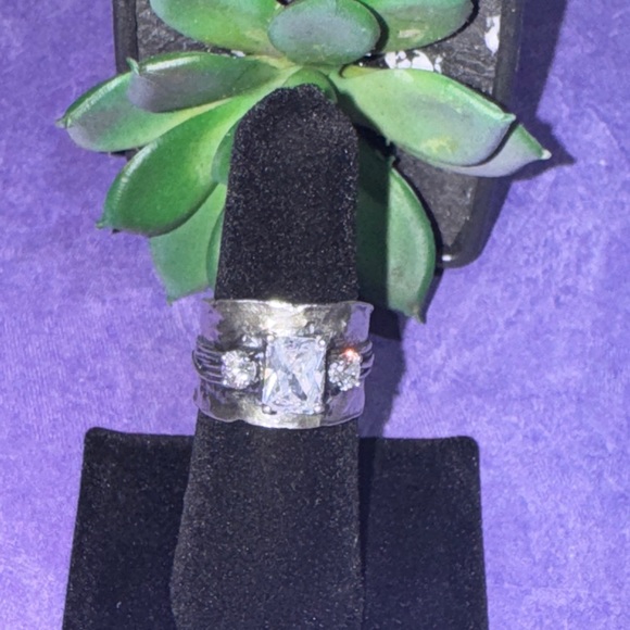 Silver Israel CZ Band Ring